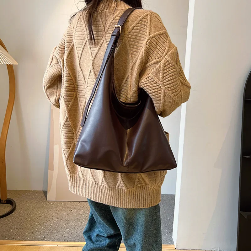 New Tote bag hand bill of lading shoulder women's bag retro simple large bag Tote bag - Image 2