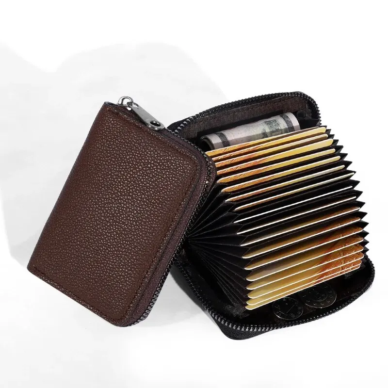 20 Detents Cards Holders PU Business Bank Credit Bus ID Card Holder Cover Coin Pouch Anti Demagnetization Wallets Bag Organizer - Image 3